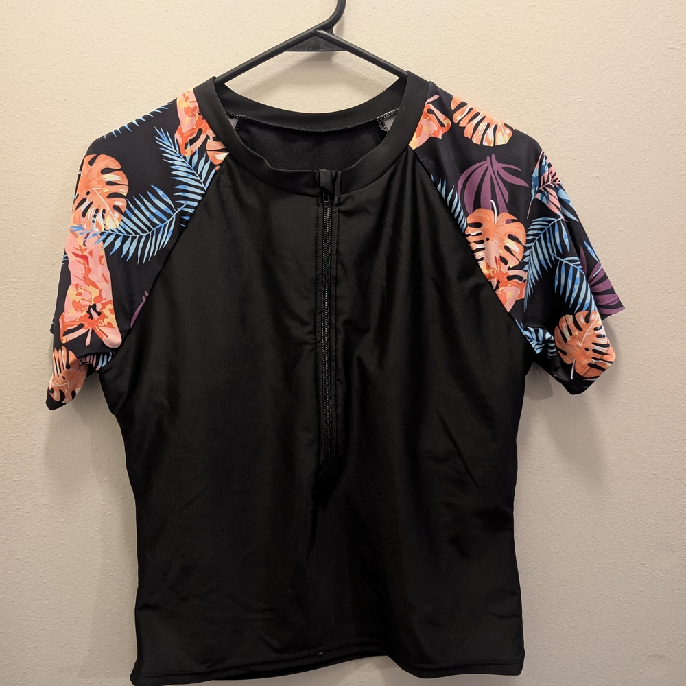 SHEIN Black Satin Swim Top